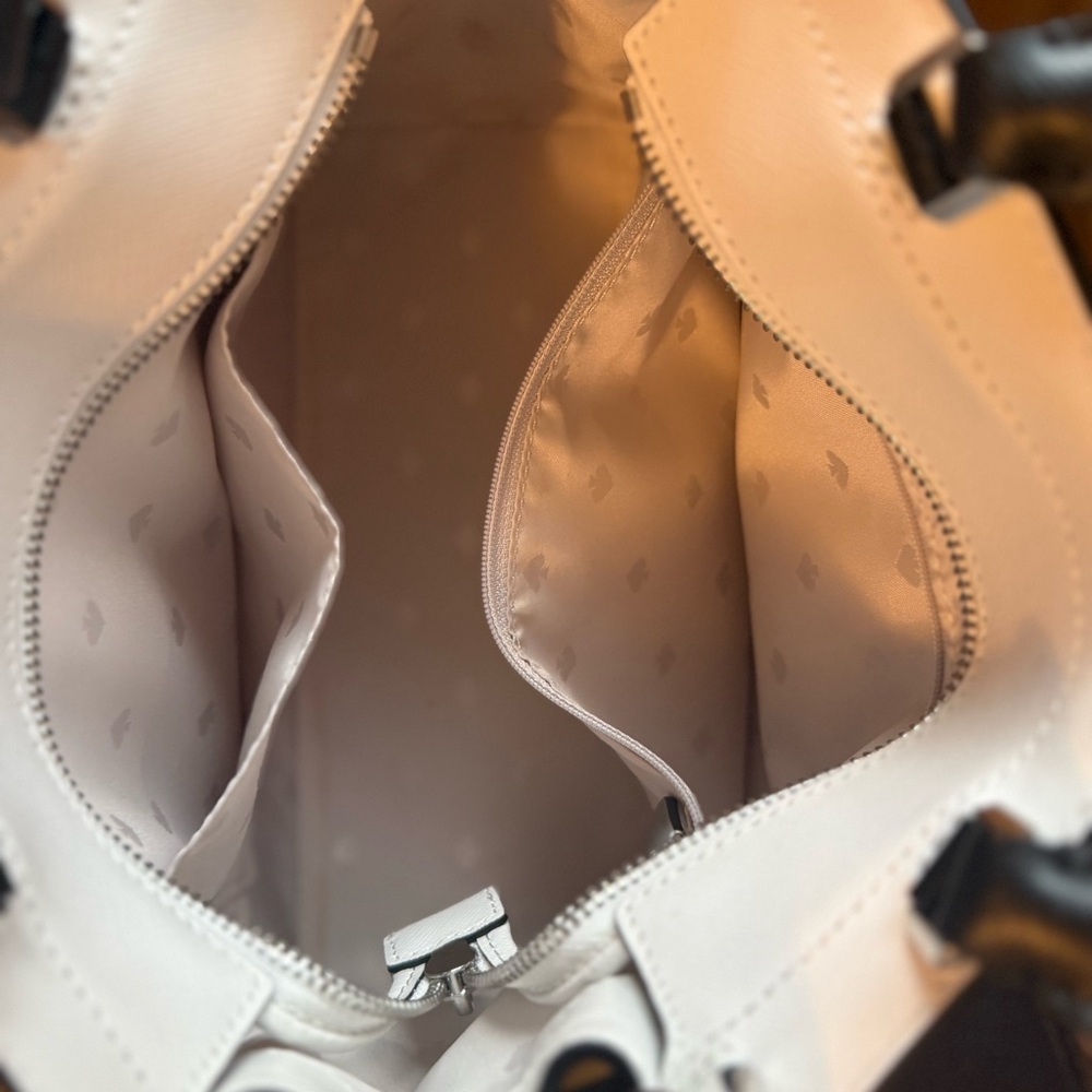 kate spade Staci Two-Tone White & Black Leather Satchel - Picture 8 of 10